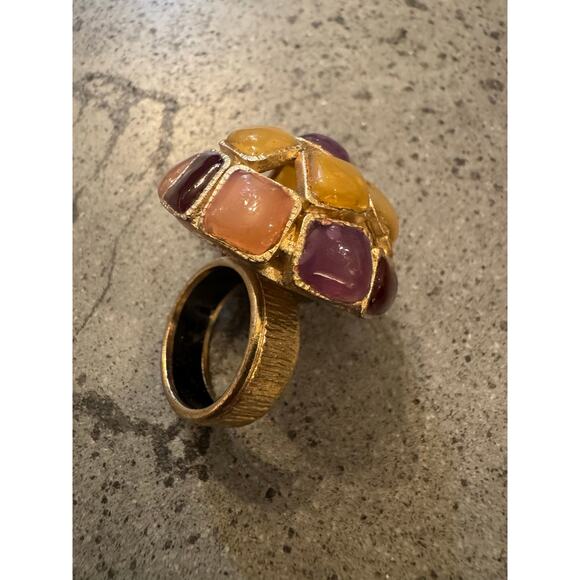 Chanel Purple Pink Yellow Gripoix Ring CGHW 07A 6.5 Authentic CoA - Picture 2 of 6